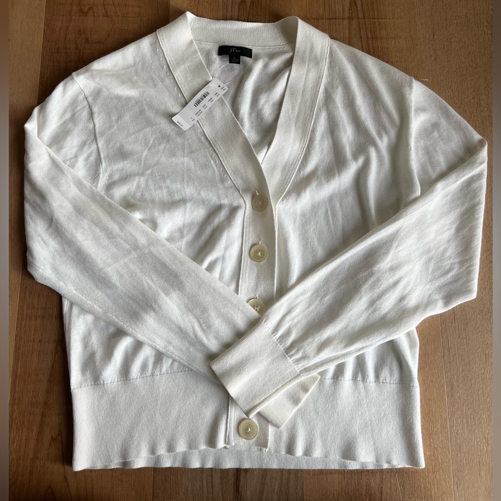 J. Crew Cream Button-Up Cardigan